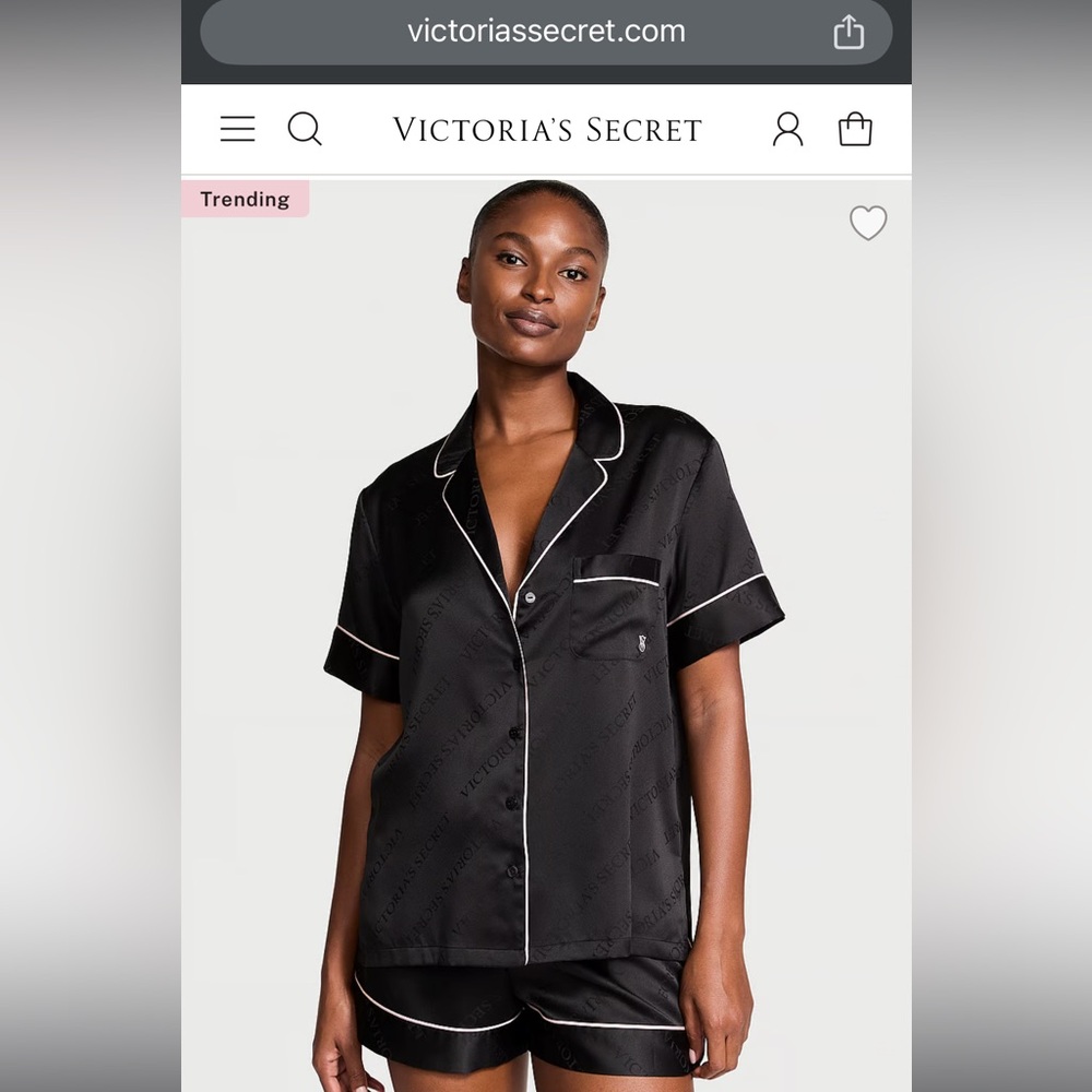 Victoria's Secret Black Satin Pajama Short Set